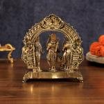 Pure Brass Ram Darbar Idol | 6" x 3" x 6" (15.2 x 7.6 x 15.2 cm) | 0.7 kg Lightweight Divine Art | Intricate Compact Murti | Travel-Friendly Set